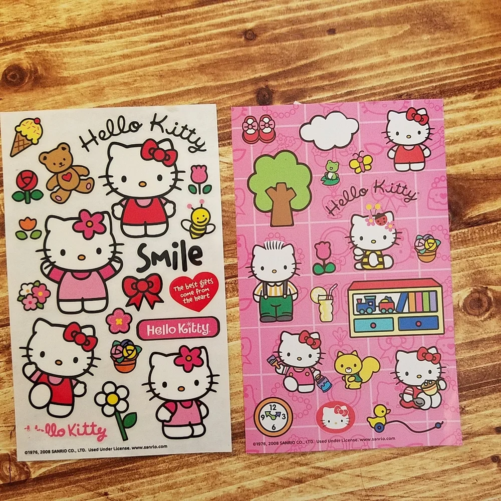 Hello Kitty Pink Red Tote and Stationery Set Sanrio Stickers Notepad Magnetic